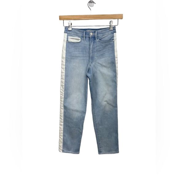 Athleta Sculptek Straight Leg Ankle Lightwash Jeans w/White Side Panel Womens 0 - Picture 1 of 6